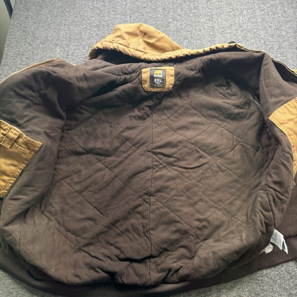 Berne Duck Canvas Jacket Hooded Men's Sz 2XLT Workwear Grunge Tan‎ Brown - Picture 11 of 16